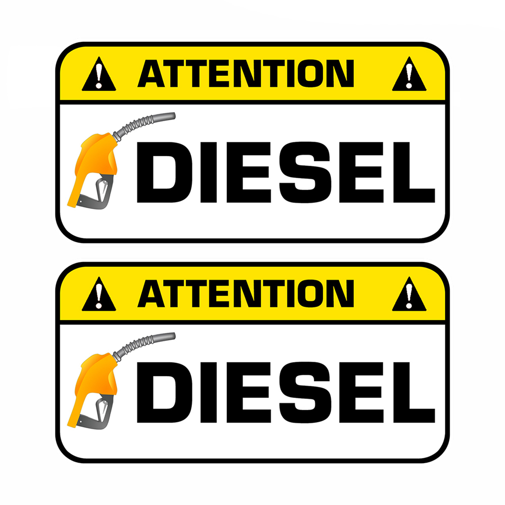 Heavy Equipment Stickers - 2pcs 7cm ATTENTION DIESEL GASOIL AUTO