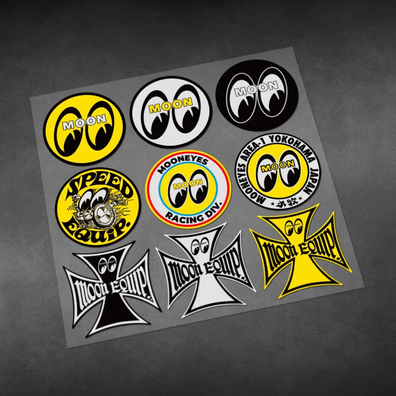 A Pair Retro MOON Racing Refle - Heavy Equipment Stickers recension och pris