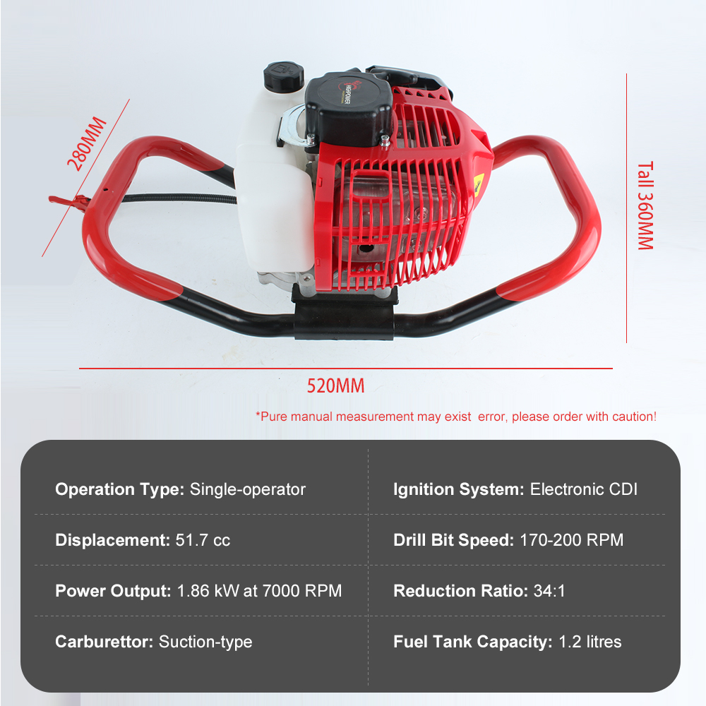 1.86KW Gas Powered Earth Auger - Post Hole Digger recension och pris