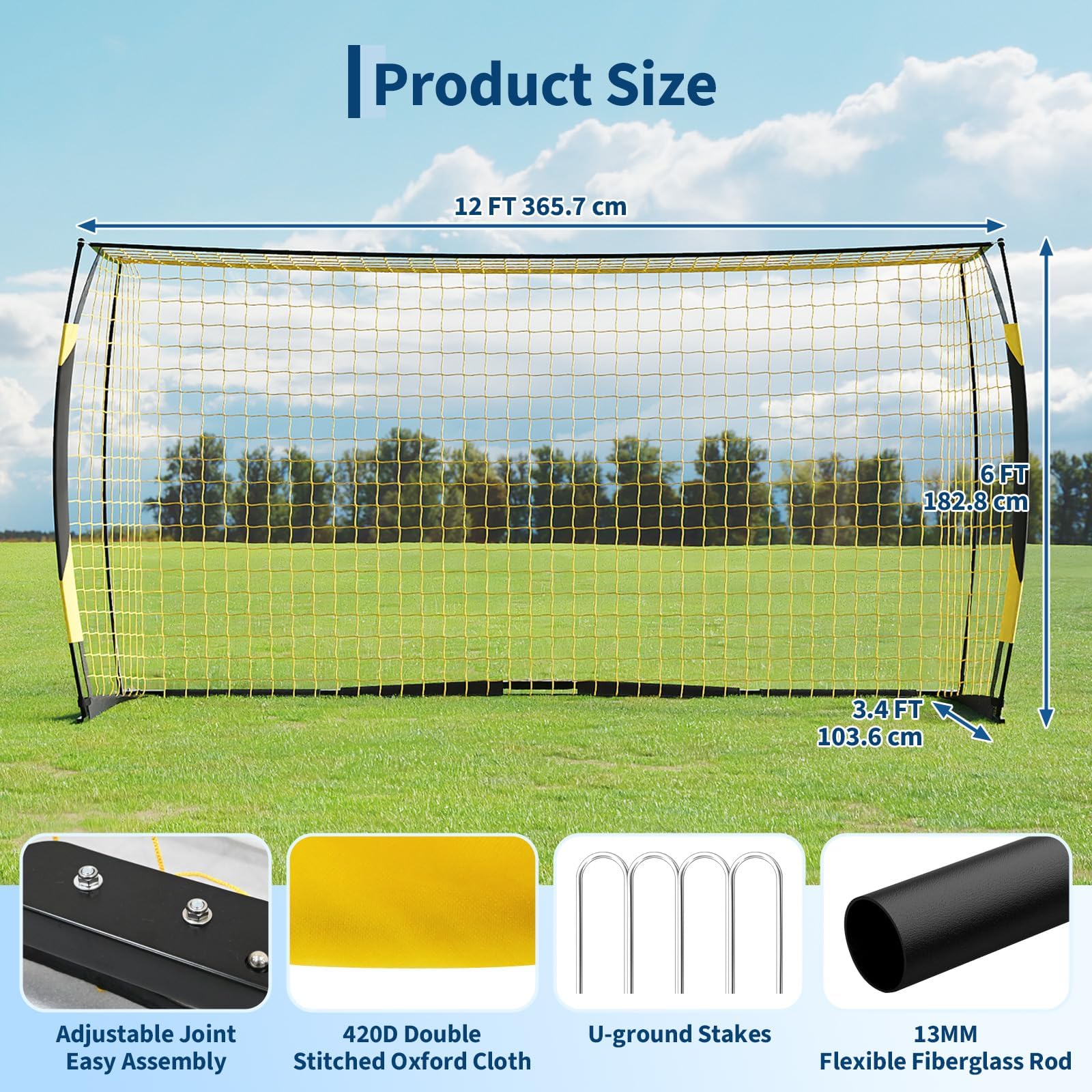 12x6ft Portable Soccer Goal He - Heavy Equipment Company recension och pris