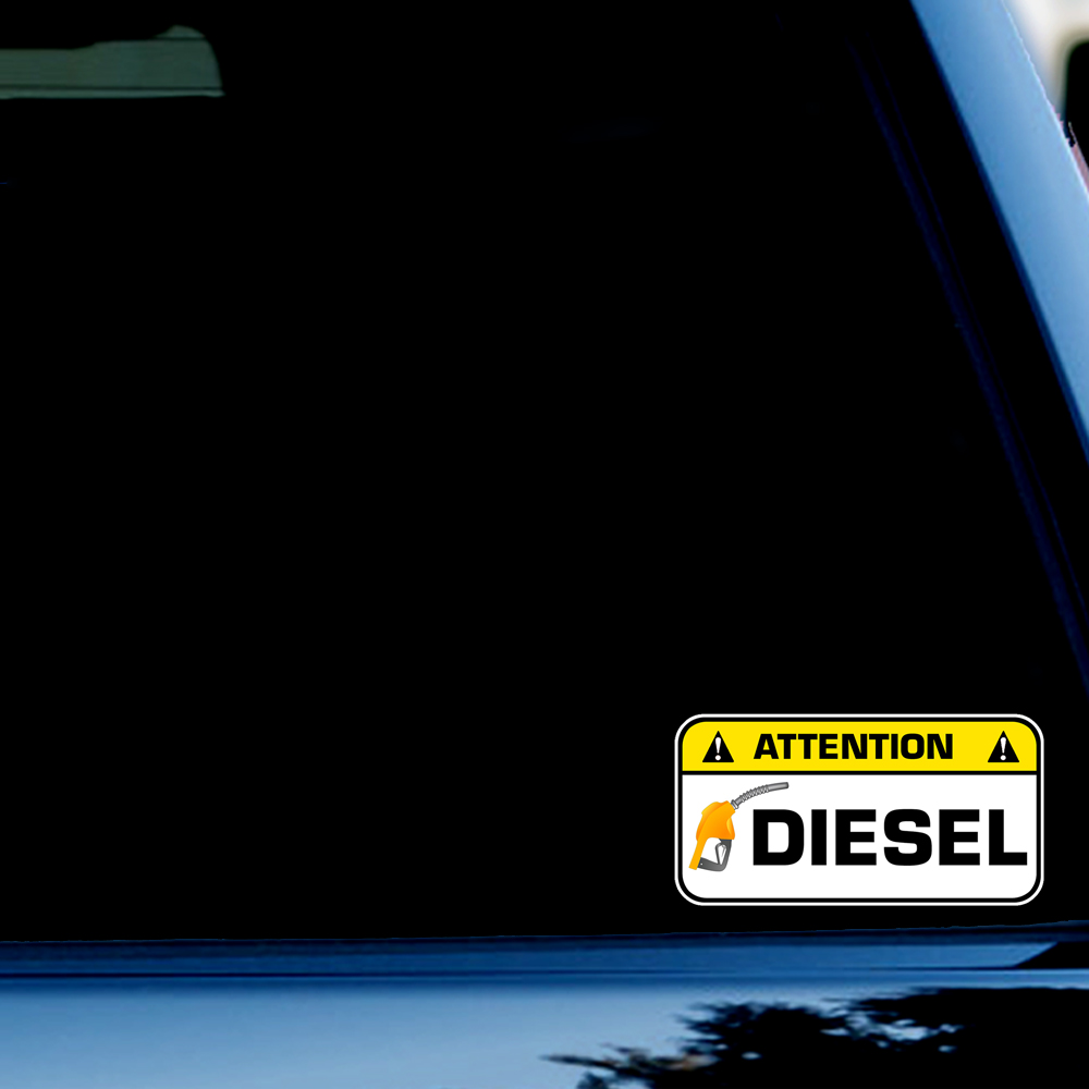 2pcs 7cm  ATTENTION DIESEL GAS - Heavy Equipment Stickers recension och pris