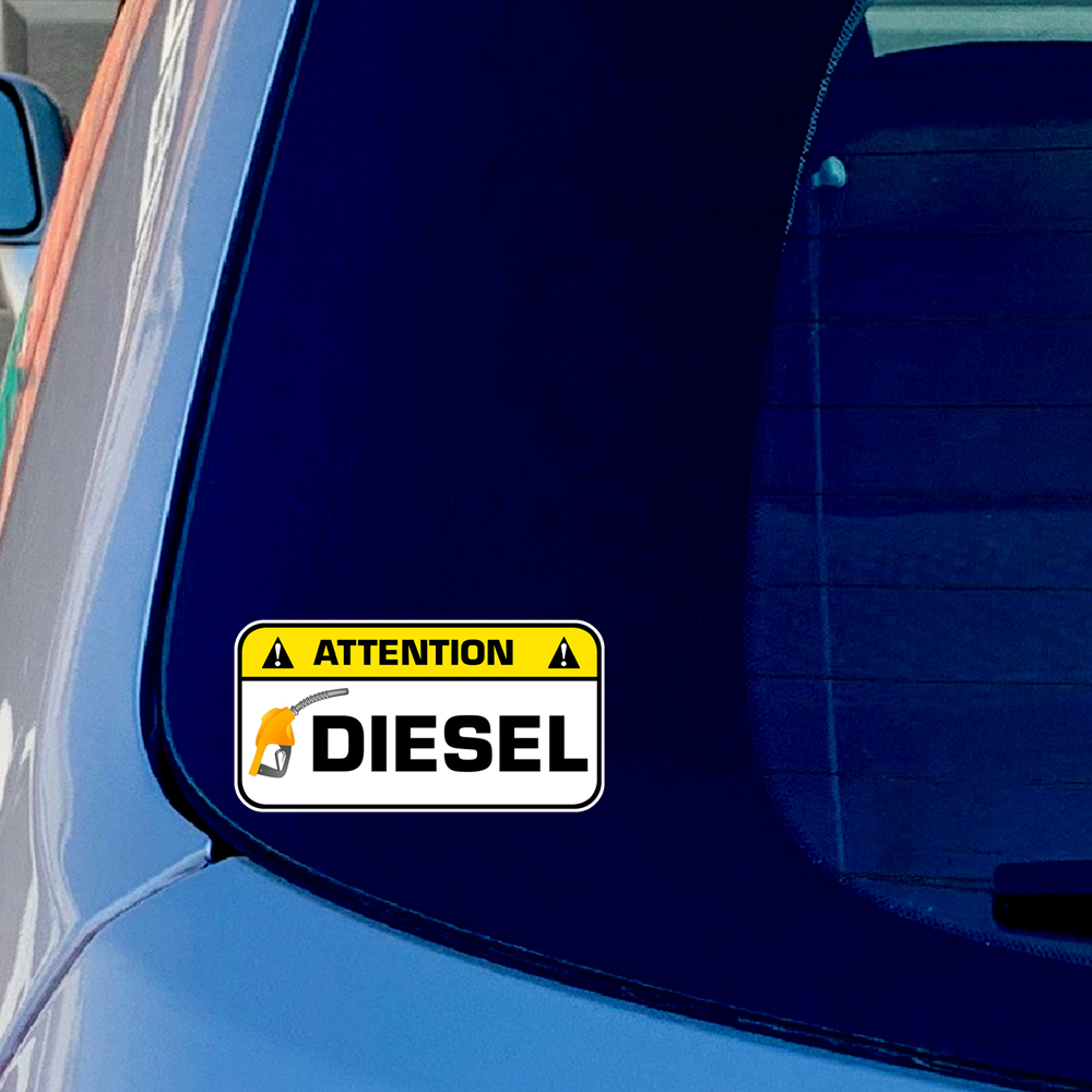 2pcs 7cm  ATTENTION DIESEL GAS - Heavy Equipment Stickers recension och pris