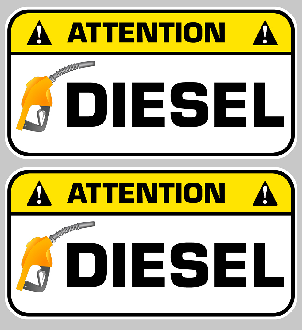2pcs 7cm  ATTENTION DIESEL GAS - Heavy Equipment Stickers recension och pris