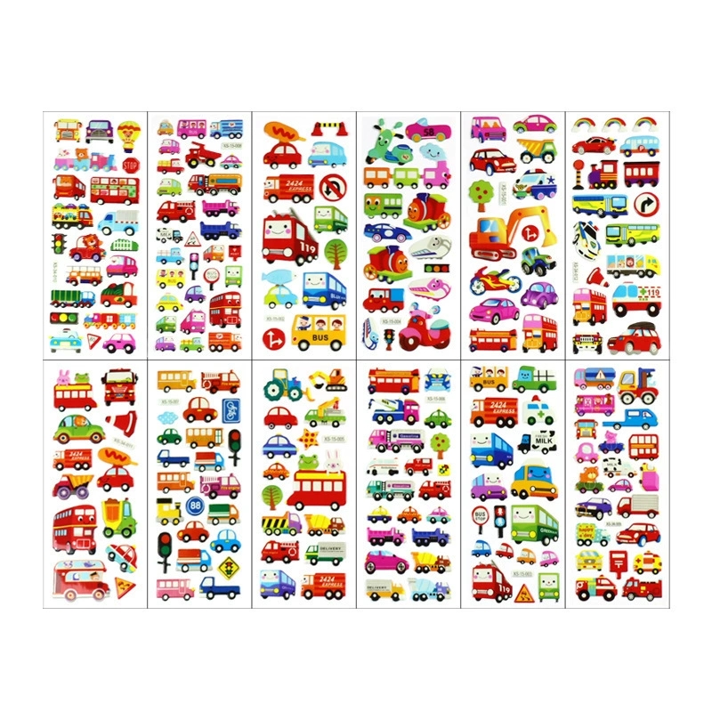 6pcs Cartoon Fireman Car Stick - Heavy Equipment Stickers recension och pris